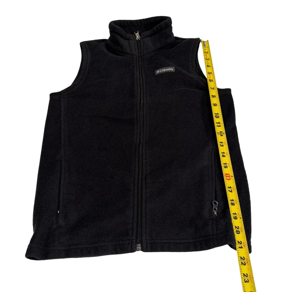 Columbia Boys Benton Springs‎ Fleece Vest Black Full Zip Mock Neck Size Large